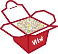 Color wok and rice box icon