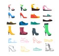 Color Woman Shoes Set. Vector