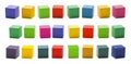 Color Wood Blocks Toys, Blank Multicolored Wooden Cube Bricks