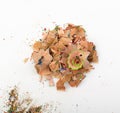 Color wood pencil with sharpening shavings isolated Royalty Free Stock Photo
