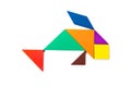 Color tangram puzzle in carp fish shape on white background