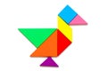 Color tangram puzzle in duck shape on white background