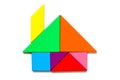 Color wood tangram puzzle in home shape