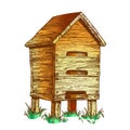 Color Wooden Beehive Apiary On Grass Apiculture Vector Royalty Free Stock Photo