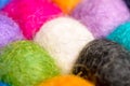 Color wool background - balls of synthetic wool yarn Royalty Free Stock Photo