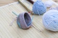 Color woolen clews for knitting and crochet woven piece Royalty Free Stock Photo