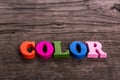 Color word made of wooden letters