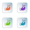 Color Wudhu icon isolated on white background. Muslim man doing ablution. Set colorful icons in square buttons. Vector