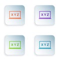 Color XYZ Coordinate system on chalkboard icon isolated on white background. XYZ axis for graph statistics display. Set