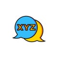 Color XYZ Coordinate system icon isolated on white background. XYZ axis for graph statistics display. Flat filled
