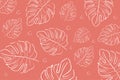 Color of the year 2019 Living coral . COY Livingcoral. Tropical leaves background