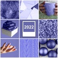 Color of the Year 2022 Very Peri, Christmas square collage of nine trendy purple shade backgrounds