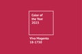 Color of the year 2023 Viva Magenta. Magenta background with text color of the year 2023