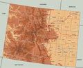 Detailed Colorado physical map with labeling.