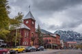 Colorado Avenue in Telluride facing the San Joan Mountains