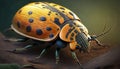 Colorado beetle close-up, Leptinotarsa decemlineata. AI generated