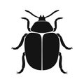 Colorado beetle vector icon isolated. Black silhouette of colorado beetle