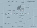 Colorado, CO, gray political map, US state, The Centennial State