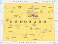 Colorado, CO, political map, US state, nicknamed The Centennial State Royalty Free Stock Photo