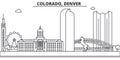 Colorado, Denver architecture line skyline illustration. Linear vector cityscape with famous landmarks, city sights