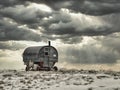 Shepherd`s Hut on the Colorado Winter Desert Royalty Free Stock Photo