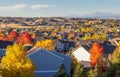 Colorado Living. Centennial, Colorado - Denver Metro Area Residential Autumn Panorama with the view of a Front Range mountains ins