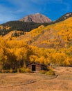 Log Cabin With Yellow Autumn Trees Royalty Free Stock Photo