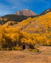 Log Cabin With Yellow Autumn Trees Royalty Free Stock Photo