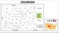 Colorado Map. State and district map of Colorado. Administrative and political map of Colorado with neighboring countries and