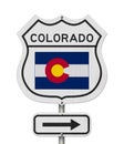 Colorado map and state flag on a USA highway road sign Royalty Free Stock Photo