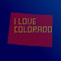 Colorado Pixels map in vector form with I Love Colorado typo Royalty Free Stock Photo