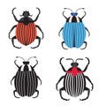 Colorado Potato Beetle Icons in Flat Design