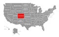 Colorado red highlighted in map of the United States of America Royalty Free Stock Photo