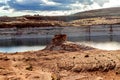Colorado river flows cutting through the desert`s solid rock formations, The Chains, Page, Arizona, USA Royalty Free Stock Photo