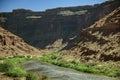 Colorado River Rafters Dwarfed by Towering Canyons in Moab