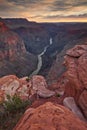 Colorado river runs through the depth of Grand Canyon Royalty Free Stock Photo