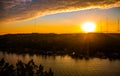 Colorado River Sunset golden burnt tranquil Boat ride on Town Lake Austin