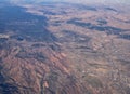 Colorado Rocky Mountains Aerial panoramic views from airplane of abstract Landscapes, peaks, canyons and rural cities in southwest Royalty Free Stock Photo