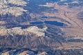 Colorado Rocky Mountains Aerial panoramic views from airplane of abstract Landscapes, peaks, canyons and rural cities in southwest Royalty Free Stock Photo