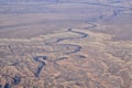 Colorado Rocky Mountains Aerial panoramic views from airplane of abstract Landscapes, peaks, canyons and rural cities in southwest Royalty Free Stock Photo