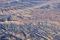 Colorado Rocky Mountains Aerial panoramic views from airplane of abstract Landscapes, peaks, canyons and rural cities in southwest Royalty Free Stock Photo