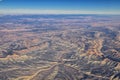 Colorado Rocky Mountains Aerial panoramic views from airplane of abstract Landscapes, peaks, canyons and rural cities in southwest Royalty Free Stock Photo