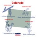 Colorado. Set of USA official state symbols