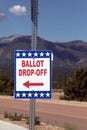 Colorado Springs, CO, USA - June 24, 2020: Ballot Box for Colorado State Primary Election - All Mail-In Voting - Pikes Peak in the