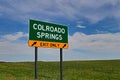 US Highway Exit Sign for Colorado Springs Royalty Free Stock Photo