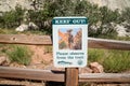 Sign reminding hikers to stay on the trail due to bighorn sheep in Garden of the
