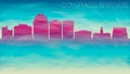 Colorado Springs Skyline City Vector Silhouette. Broken Glass Abstract Geometric Dynamic Textured. Banner Background. Colorful Sha