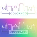 Colorado Springs skyline. Colorful linear style.