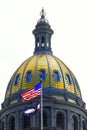 Colorado State Capital Capitol Building with Gold Dome and American Flag in Denver Royalty Free Stock Photo