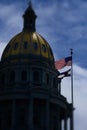 Colorado State Capital Capitol Building with Gold Dome and American Flag in Denver Royalty Free Stock Photo